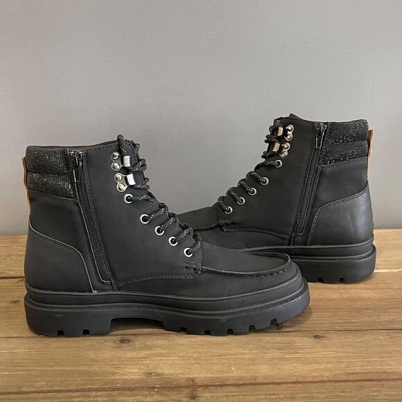 Madden Men\'s Boots Size 7 M Black Hiker Casual Zip Up Lace Up with Ortholite main image 14
